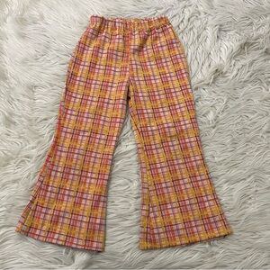 Vintage 70's Health-Tex Toddler Plaid Hippie Bell Bottoms Flare Pants Kids 4T